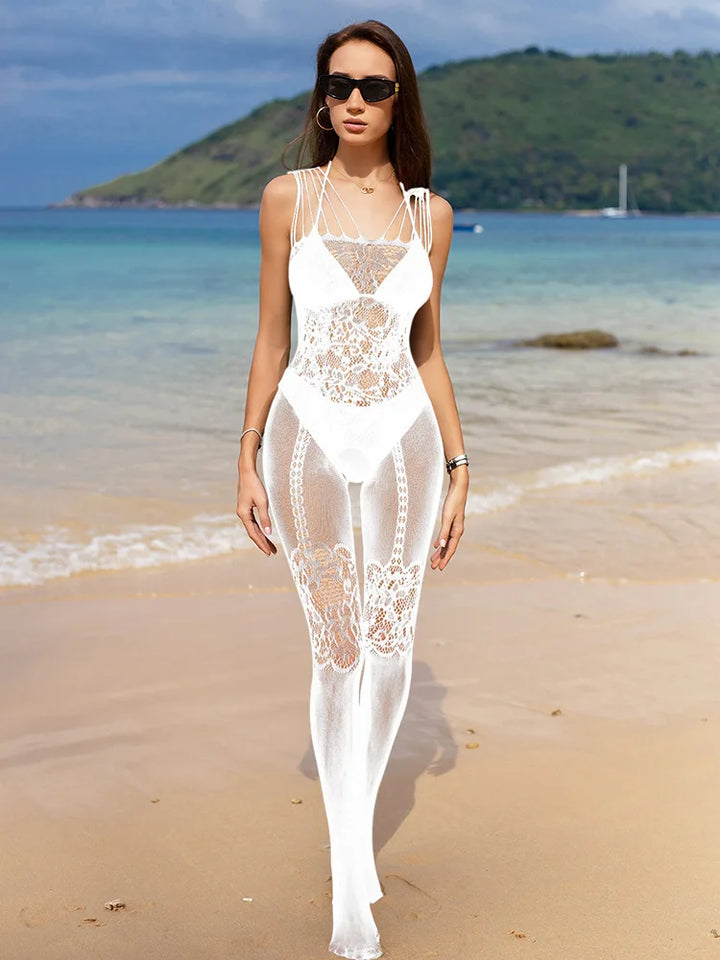 Women Sexy Body Fishnes Stocking Full Sexy Crotchless Body Stockings Mature Lace Sexy Lingerie Halter Strips Outfits