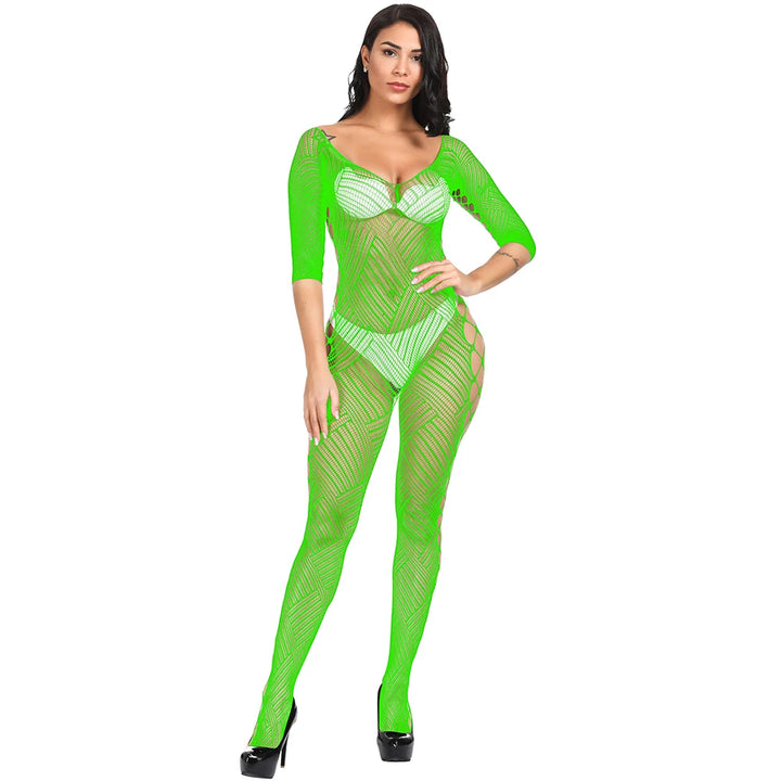 Nylon Fishnet Stockings Full Body Women Erotic Lingerie Open Crotch Bodysuits Sexy Cutout Transparent Bodystocking
