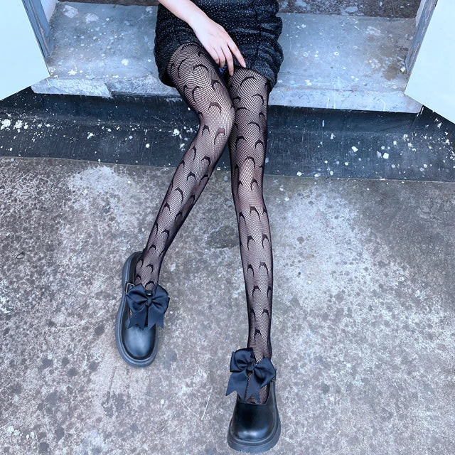 Women Sexy Sexually Single Hole Fishnet Stocking Fine Mesh Single Open Net Front and Rear Open Pantyhose Stocking