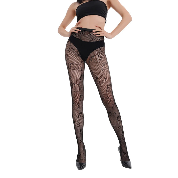 Lingerie Sexy Femme Spandex Mesh Dress Floral Halloween Fish Net Socks Pantyhose Stockings Knitted Design Brand Logo Tights