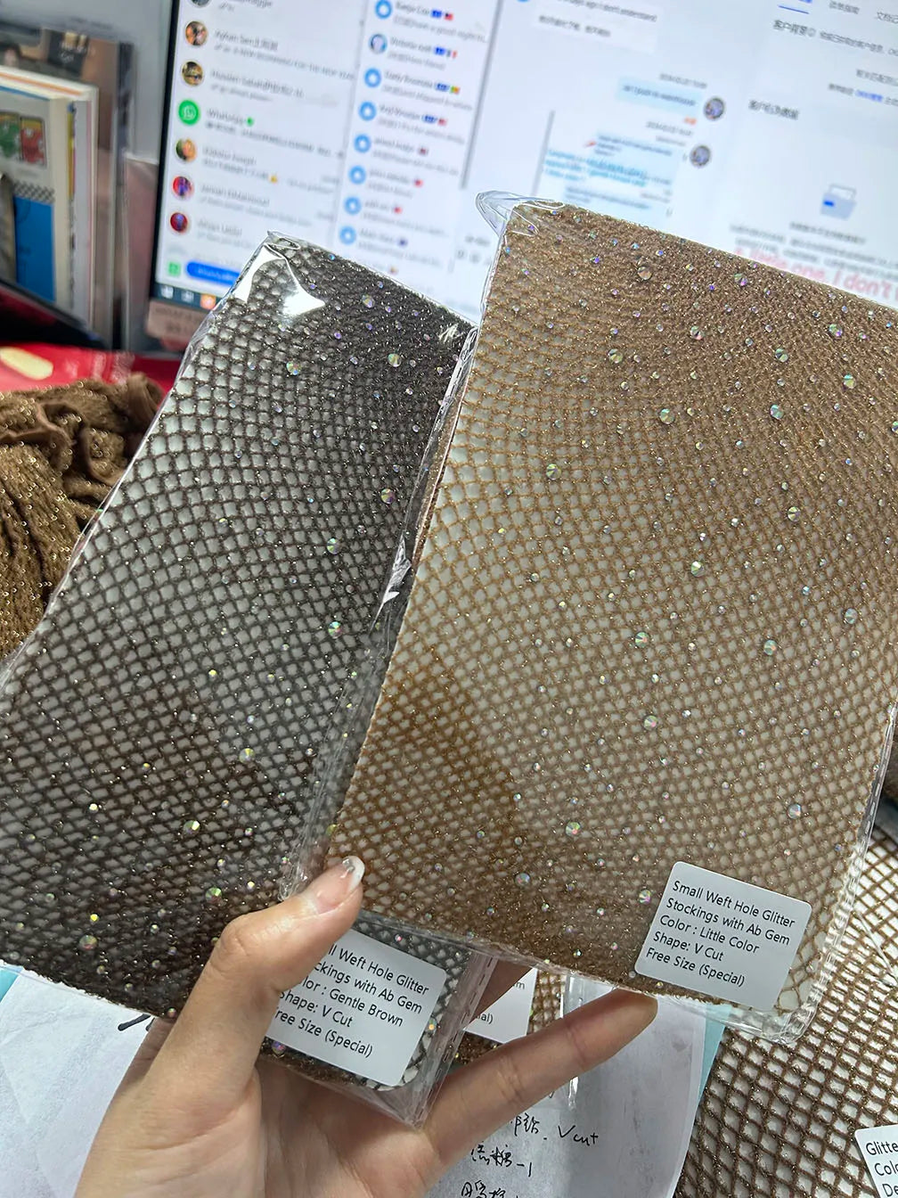 Manufacturer Plus Size V Shaped Stockings Caramelo GOLD Pantyhose Glitter V Cut Fishnet Stocking Carnival Tights