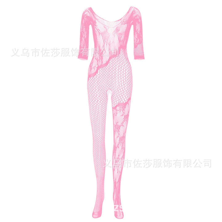 Black Dress Hollow Out Erotic Floral Lace Sexy Fat Women Plus Size Lingerie Fishnet Bodystocking WIth Handcuffs