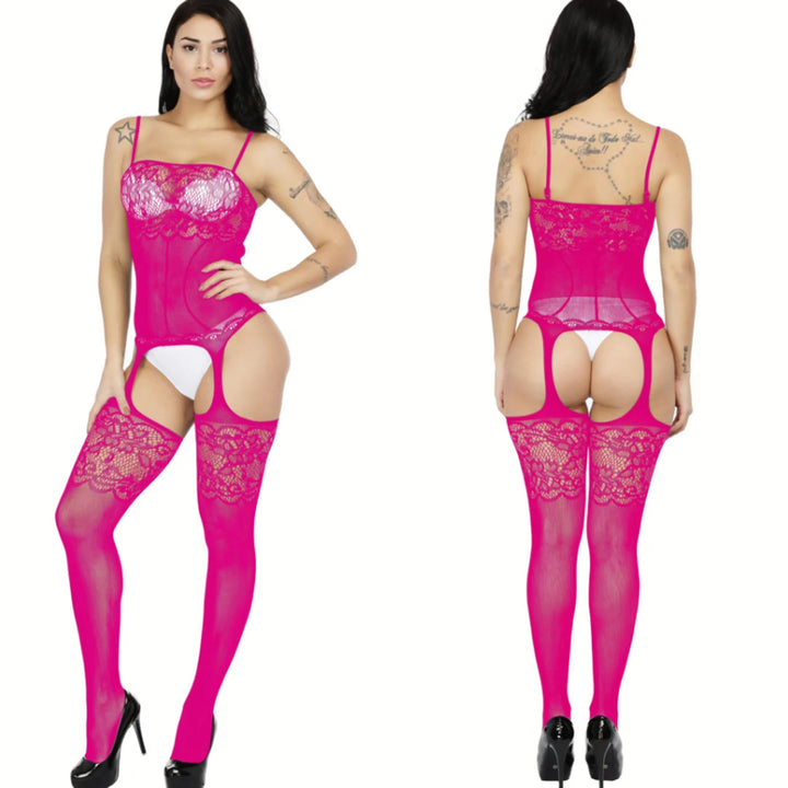 2024 Black Stocking Full Body Women's Sexy Cutout Lace Transparent Crotchless Bodystocking Lingerie Women's Hosiery