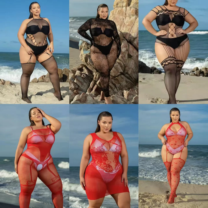 220lbs Customize Chubby Lady's Sexy Babydoll Women's Sexy Fishnet Bodystocking Erotic Lingerie Plus Size Underwear Women Sexy