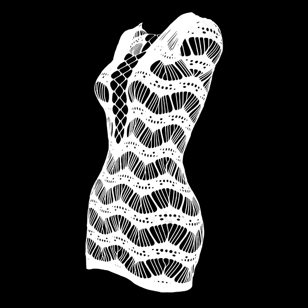 Sexy Body Stocking Dress Transparent Hollow Out Jumpsuit Plus Size Bodycon Dress Lingerie Bodysuits Club Outfits for Women