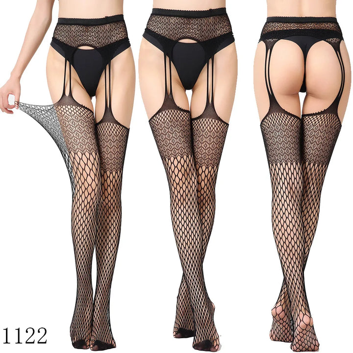 Womens Lingerie Body Garter Belt Thigh High Sheer Nylon Stockings Suspenders Sexy Pantyhose/tights