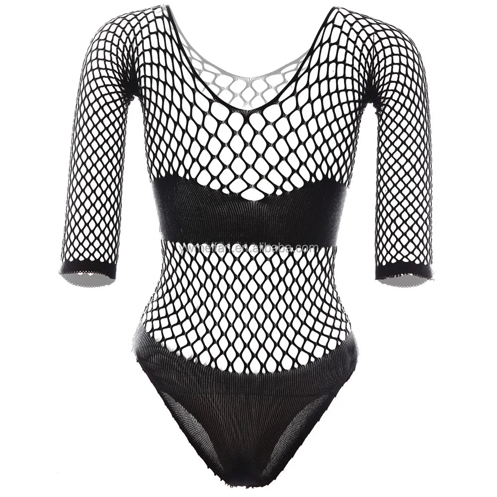 Valentine's Day Mesh Lingerie Dress Sexy Fishnets Bodysuit Women Summer Bikini Underwear Thong Body Stocking Dress
