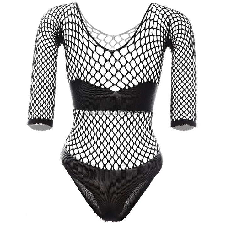 Valentine's Day Mesh Lingerie Dress Sexy Fishnets Bodysuit Women Summer Bikini Underwear Thong Body Stocking Dress