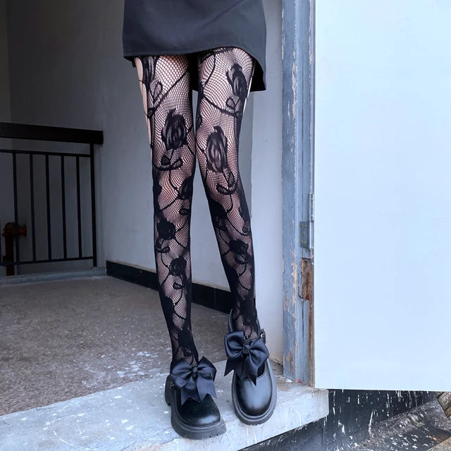 High Waist Patterned Fishnet Tights Lingerie Patterned Tights Fishnet Floral Stockings Pantyhose Stockings Leggings