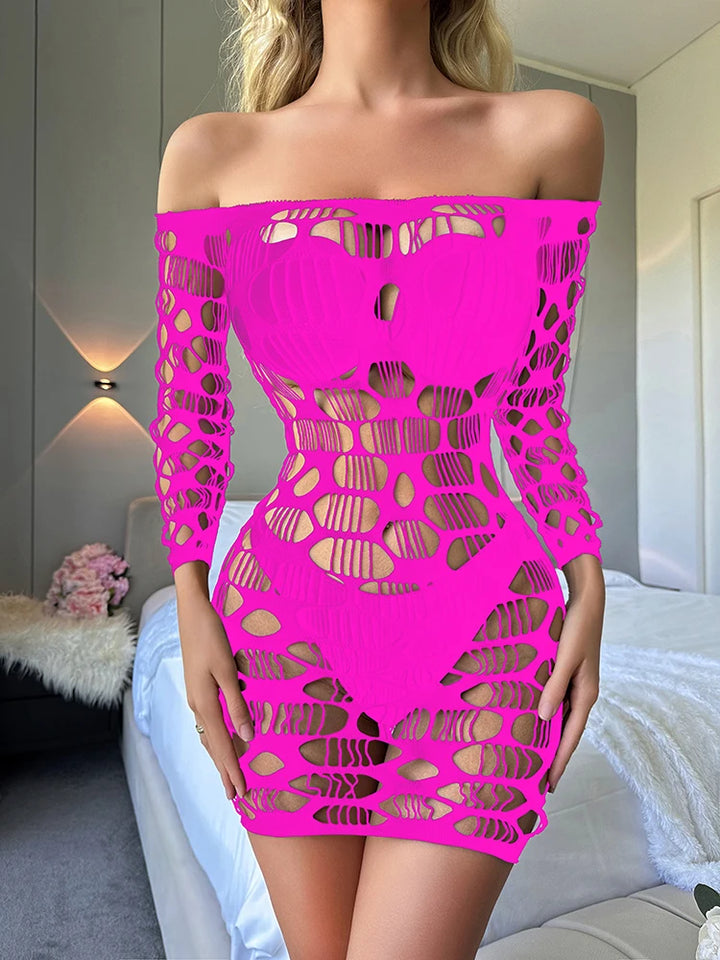 2024 Femme Lingerie Sexy Nylon Bodystocking Women Sexy Erotic Lingerie Stockings Hollow Out Rainbow Fishnets Dress