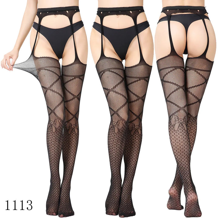 Womens Lingerie Body Garter Belt Thigh High Sheer Nylon Stockings Suspenders Sexy Pantyhose/tights