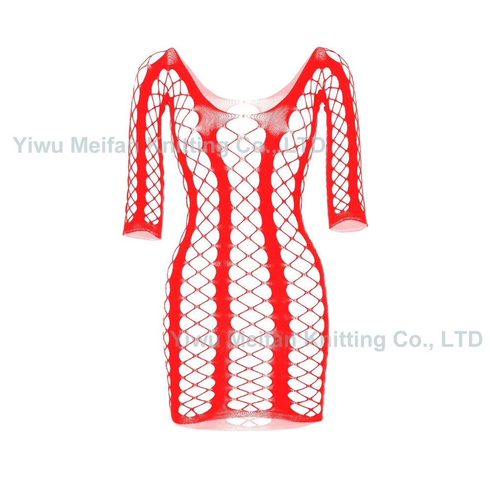 Sexy Temptation One-Piece Lingeries Fishnet Ultra-thin Jacquard Seamless Chemise Lingerie Mesh Bodystocking for Chubby Women