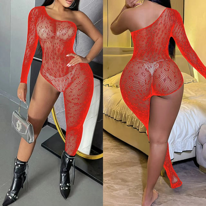 Long Sleeve Leopard Print Jumpsuit Sexy Seductive Passionate Open Style Bodystocking Stylish Fashionable Chic Sexy Lingerie G140