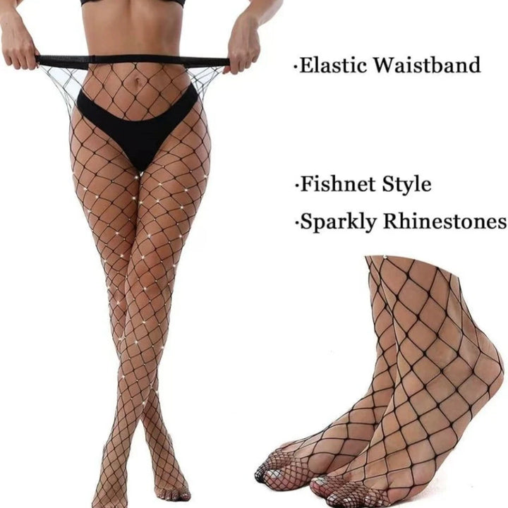 Manufacturer Womens Rhinestone Fishnet Elastic Stockings Big Fish Net Tights Pantyhose TZs114