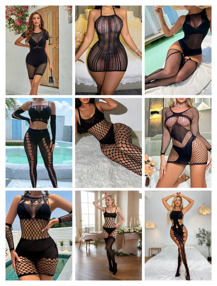 Women Mesh Sheer Body Stocking Lingerie Femme Sexy Hollow Out Cover Stockings Full Body Nuisette Sexy Lingerie Dress